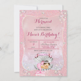 Schlafmaid Girl Pink Pearls Clam Muschel Einladung