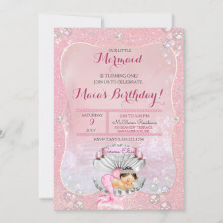 Schlafmaid Girl Pink Pearls Clam Muschel Einladung