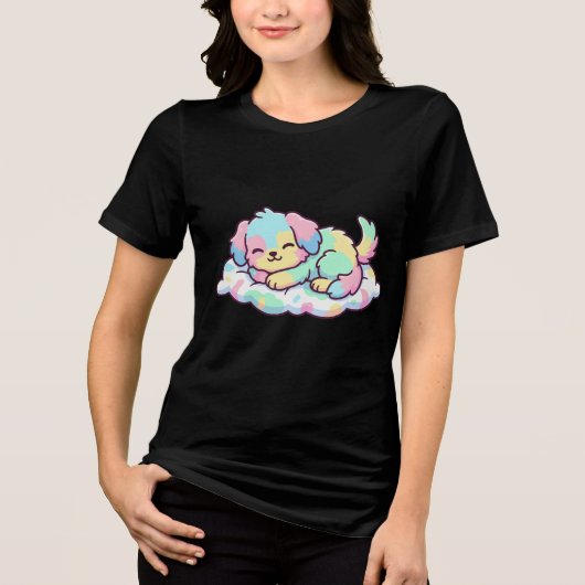 Schlafmodus-Welpe Tri-Blend Shirt (Vorderseite)