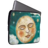 Schlafmond mit Sternen Aquamarin Personalisiert Laptopschutzhülle (Vorne Rechts)