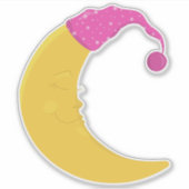 Schlafmond, Niedlicher Mond, Gelber Mond, Nachthem Aufkleber (Vorderseite)