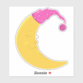 Schlafmond, Niedlicher Mond, Gelber Mond, Nachthem Aufkleber (Blatt)