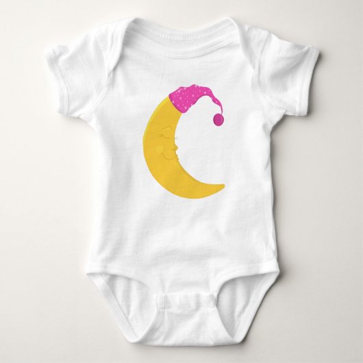 Schlafmond, Niedlicher Mond, Gelber Mond, Nachthem Baby Strampler (Vorderseite)