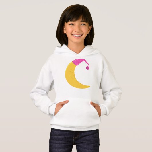 Schlafmond, Niedlicher Mond, Gelber Mond, Nachthem Hoodie (Vorne ganz)