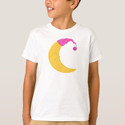 Schlafmond, Niedlicher Mond, Gelber Mond, Nachthem T-Shirt (Vorderseite)