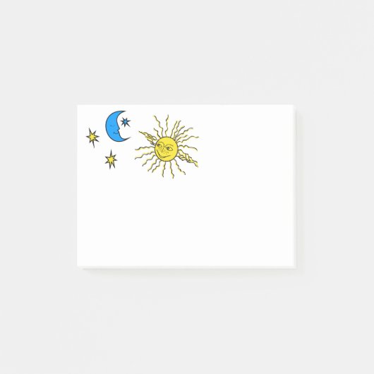 Schlafmond und lächelnde Sonne Post-it Klebezettel (Vorderseite)