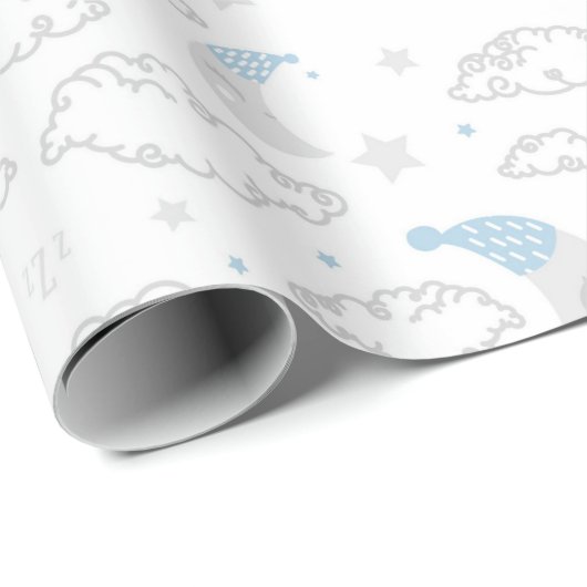 Schlafmoon & Clouds Babydusche Muster Geschenkpapier (Rolleneckpunkt)
