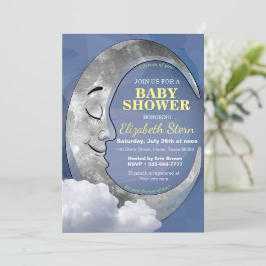 Schlafmoor Babydusche Einladung (Stehend Vorderseite)