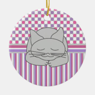 Schlafmuster für graue Katzen Keramik Ornament