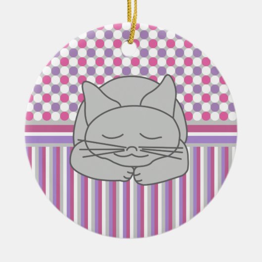 Schlafmuster für graue Katzen Keramik Ornament (Vorne)