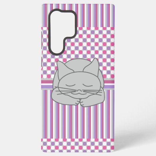 Schlafmuster für graue Katzen Samsung Galaxy Hülle (Rückseite)