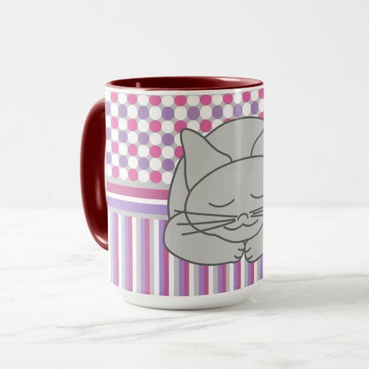 Schlafmuster für graue Katzen Tasse (Vorderseite Links)