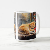 SCHLAFORANGE TABBY KITTEN UNTER CHRISTMAS TREM KAFFEETASSE (VorderseiteRechts)