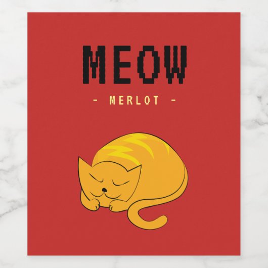 Schlaforangekatze Weinetikett (Einzelnes Label)
