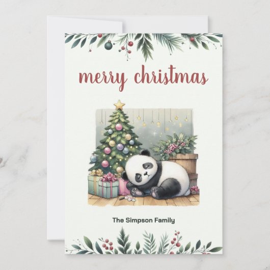 Schlafpanda Feiertagskarte (Vorderseite)