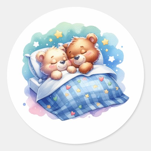 Schlafpandas im Bett Runder Aufkleber (Vorderseite)