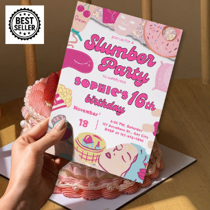 Schlafparty-Einladung zum 16. Geburtstag Mädchen Einladung