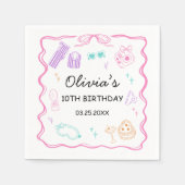Schlafparty Mädchen Geburtstag Serviette (Vorderseite)