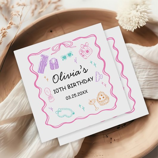 Schlafparty Mädchen Geburtstag Serviette