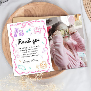 Schlafparty Mädchen Geburtstagsfoto Dankeskarte