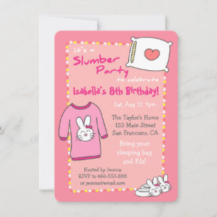 Schlafparty-Pyjamas für Mädchen zum Geburtstag Einladung