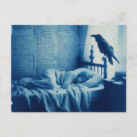 Schlafperson und ein Raven Pop Postkarte (Vorderseite)