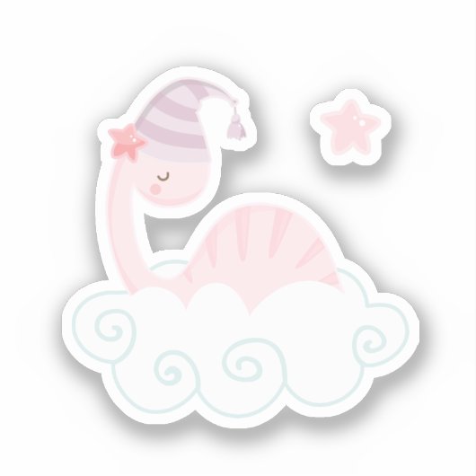 Schlafpink Dinosaurier Aufkleber (Vorderseite)