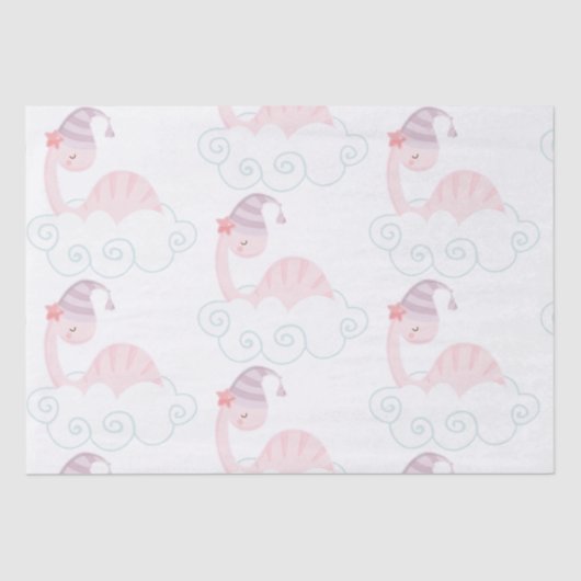 Schlafpink Dinosaurier Seidenpapier (Vorderseite)