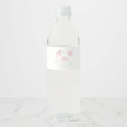 Schlafpink Dinosaurier Wasserflaschenetikett (Vorderseite)