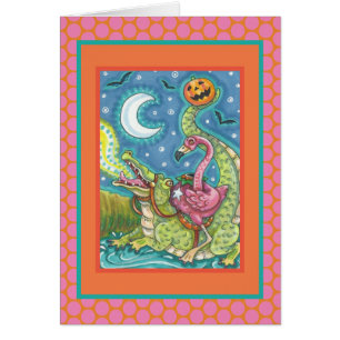SCHLAFPLATTE PINK FLAMINGO & CROCODILE CARD Verse