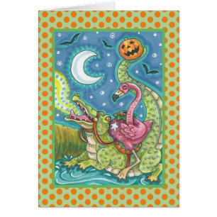 SCHLAFPLATTE PINK FLAMINGO & CROCODILE CARD Verse