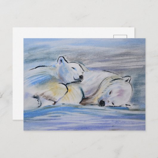 Schlafpolarbären Postkarte (Vorne/Hinten)