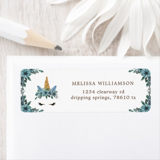 Schläfrig-Einhorn-Blütenrücksendetikett (Insitu)