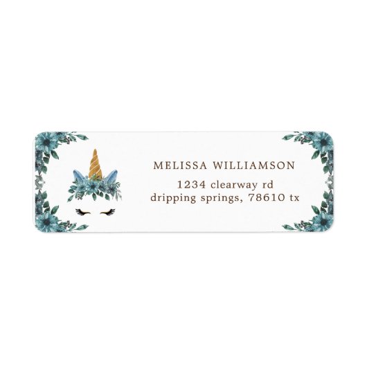 Schläfrig-Einhorn-Blütenrücksendetikett (Vorne)