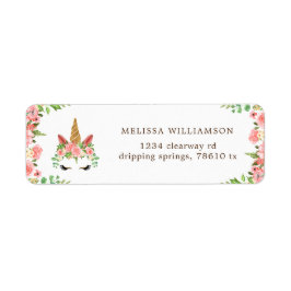 Schläfrig-Einhorn-Rose-Rücksendetikett