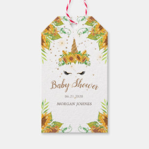 Schläfrig-Einhornsonnenblume Babydusche Monogramm Geschenkanhänger