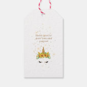 Schläfrig-Einhornsonnenblume Babydusche Monogramm Geschenkanhänger (Rückseite)