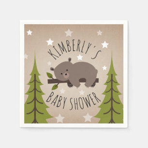 Schläfrige Bärn-Sterne + Baum-Babyparty Serviette
