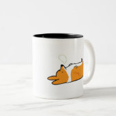 Schläfrige Corgi-Tasse schlafendes | u. Zweifarbige Tasse (VorderseiteRechts)