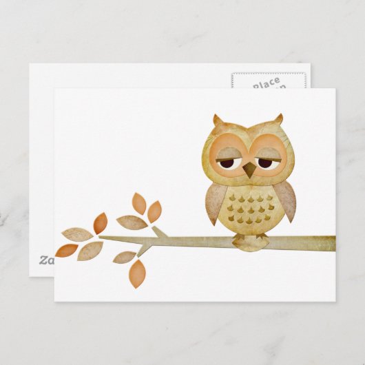 Schläfrige Eule im Baum Postkarte (Vorne/Hinten)