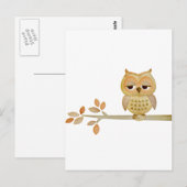 Schläfrige Eule im Baum Postkarte (Vorne/Hinten)
