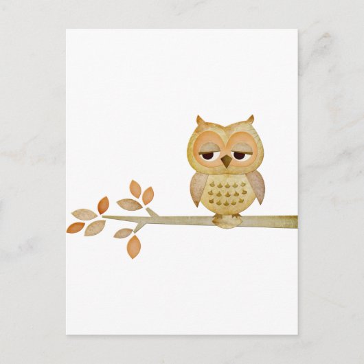 Schläfrige Eule im Baum Postkarte (Vorderseite)