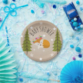 Schläfrige Fox-Sterne + Baum-BlumenBabyparty Pappteller (Party)