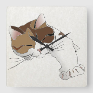 schläfrige Kalikokatze Quadratische Wanduhr