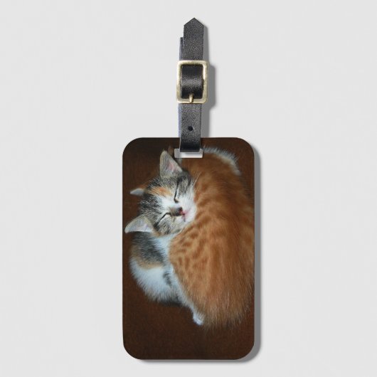 Schläfrige Kätzchen Gepäckanhänger (Vorderseite Vertikal)
