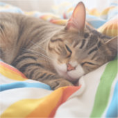 Schläfrige Katze auf farbigen Blättern Aufkleber (Vorderseite)