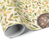 Schläfrige Katze, geblümter Hintergrund Geschenkpapier (Rolleneckpunkt)