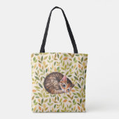 Schläfrige Katze, geblümter Hintergrund Tasche (Rückseite)