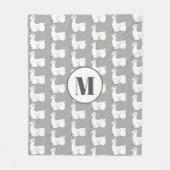 Schläfrige Lamas u. Monogramm des Grau-| Fleecedecke (Vorderseite)