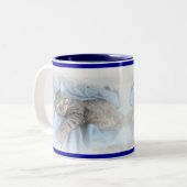 Schläfrige Miezekatze Zweifarbige Tasse (Vorderseite Links)